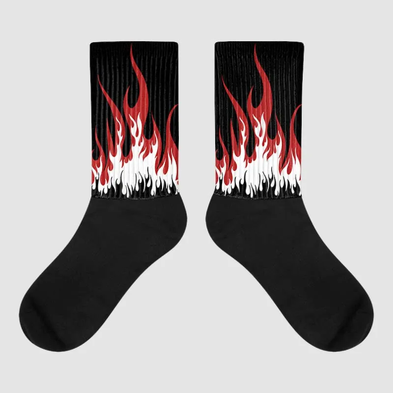Black and White 14s DopeSkill Sublimated Socks FIRE Graphic sold by DopeSkill