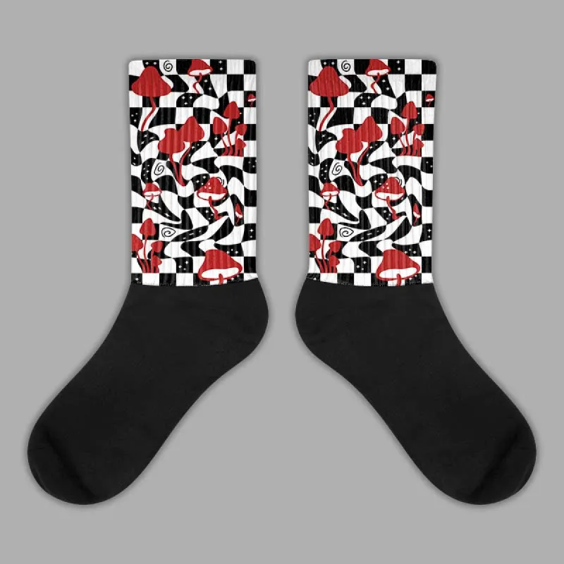 Black and White 14s DopeSkill Sublimated Socks Mushroom Graphic sold by DopeSkill