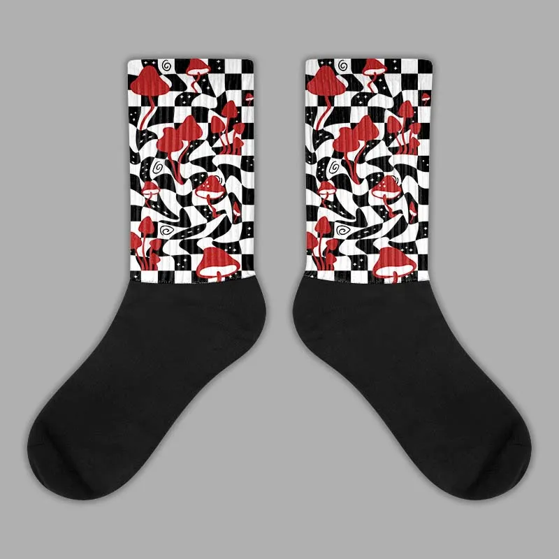 Black and White 14s DopeSkill Sublimated Socks Mushroom Graphic sold by DopeSkill