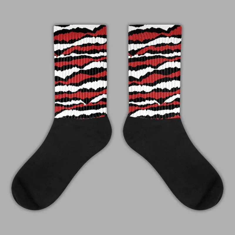 Black and White 14s DopeSkill Sublimated Socks Abstract Tiger Graphic sold by DopeSkill