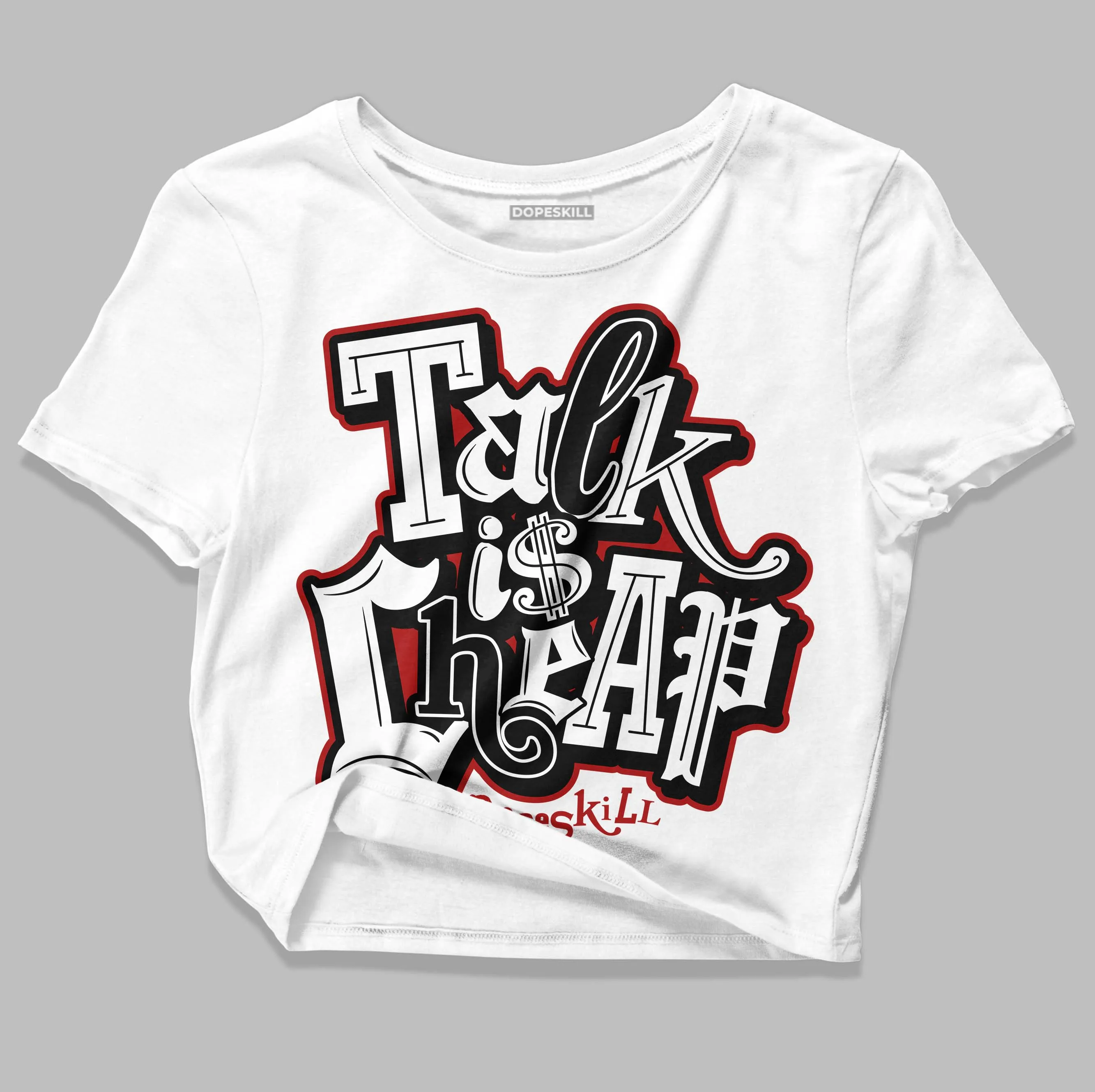 Black and White 14s DopeSkill Women's Crop Top Talk Is Chip Graphic sold by DopeSkill product image thumbnail 2