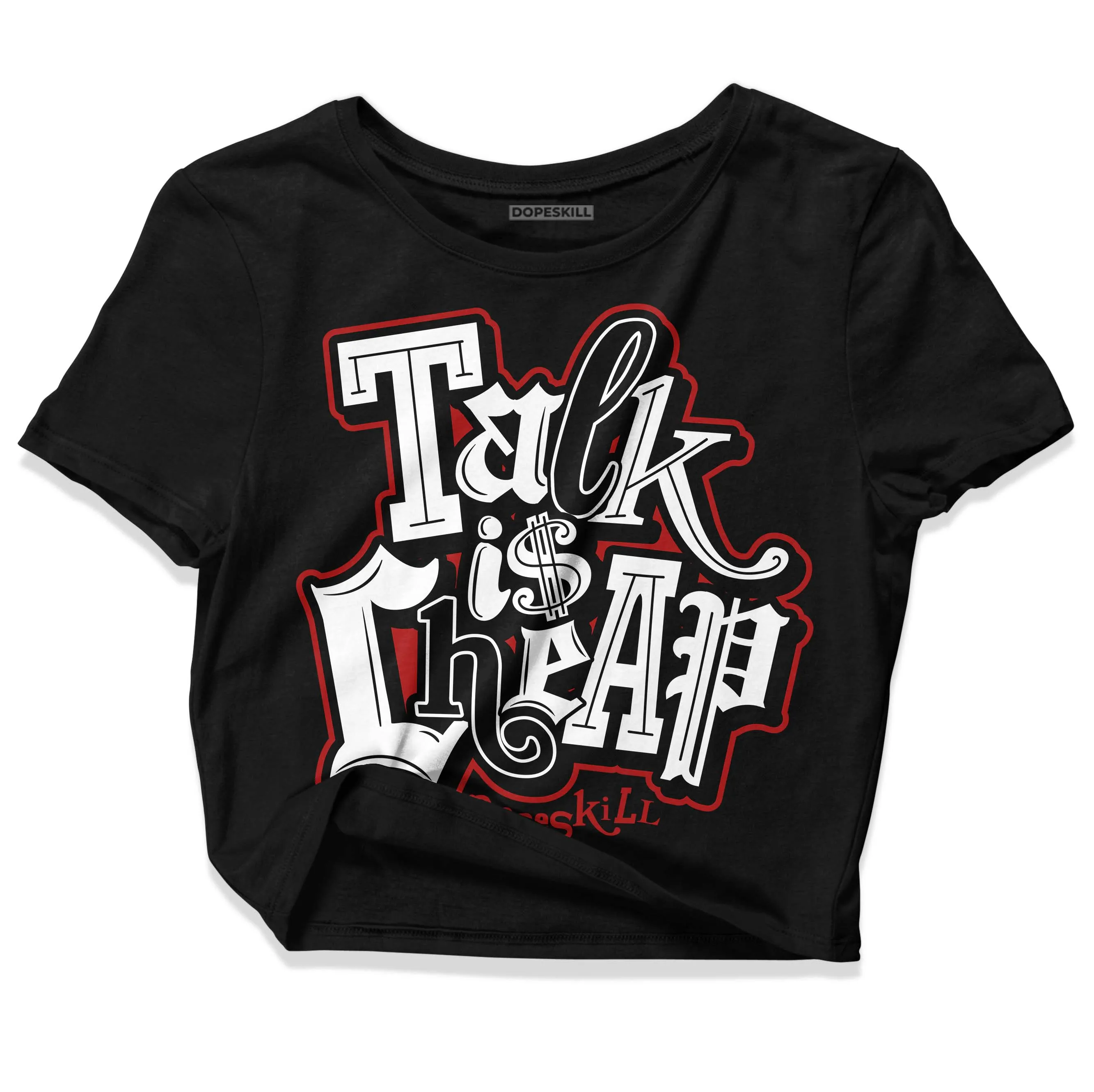 Black and White 14s DopeSkill Women's Crop Top Talk Is Chip Graphic sold by DopeSkill