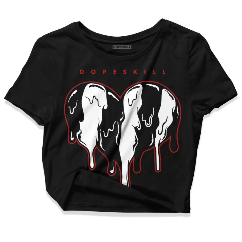 Black and White 14s DopeSkill Women's Crop Top Slime Drip Heart Graphic sold by DopeSkill