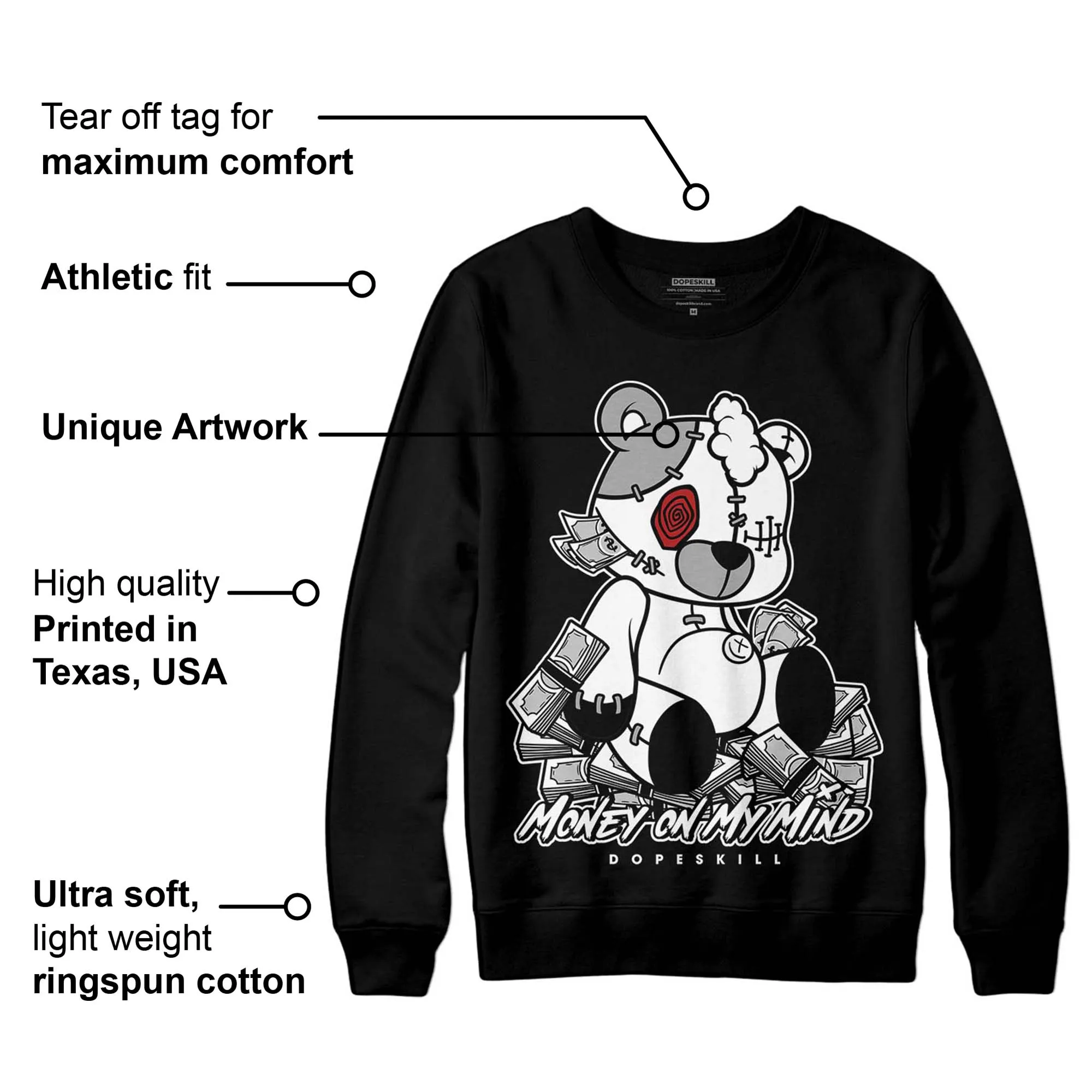 Black and White 14s DopeSkill Sweatshirt MOMM Bear Graphic sold by DopeSkill product image thumbnail 3