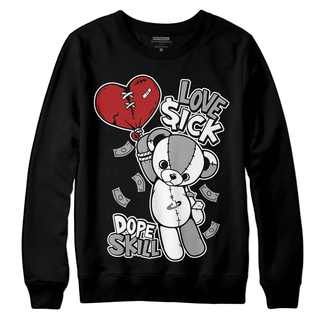Black and White 14s DopeSkill Sweatshirt Love Sick Graphic sold by DopeSkill