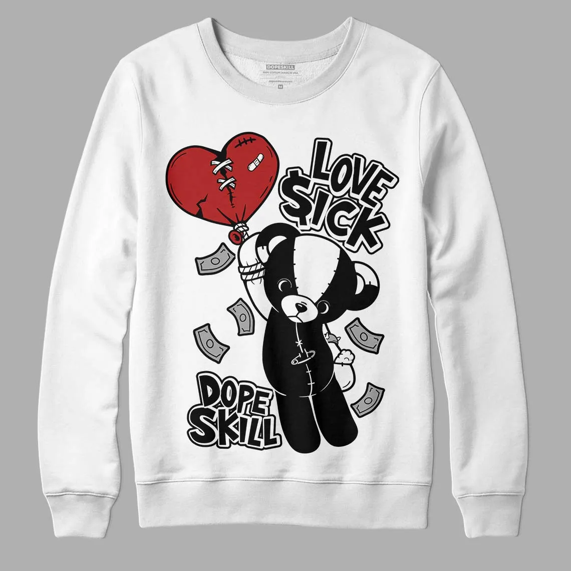 Black and White 14s DopeSkill Sweatshirt Love Sick Graphic sold by DopeSkill product image thumbnail 2