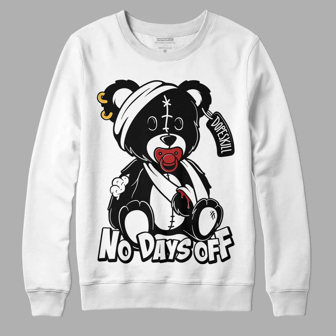 Black and White 14s DopeSkill Sweatshirt Hurt Bear Graphic sold by DopeSkill product image thumbnail 2