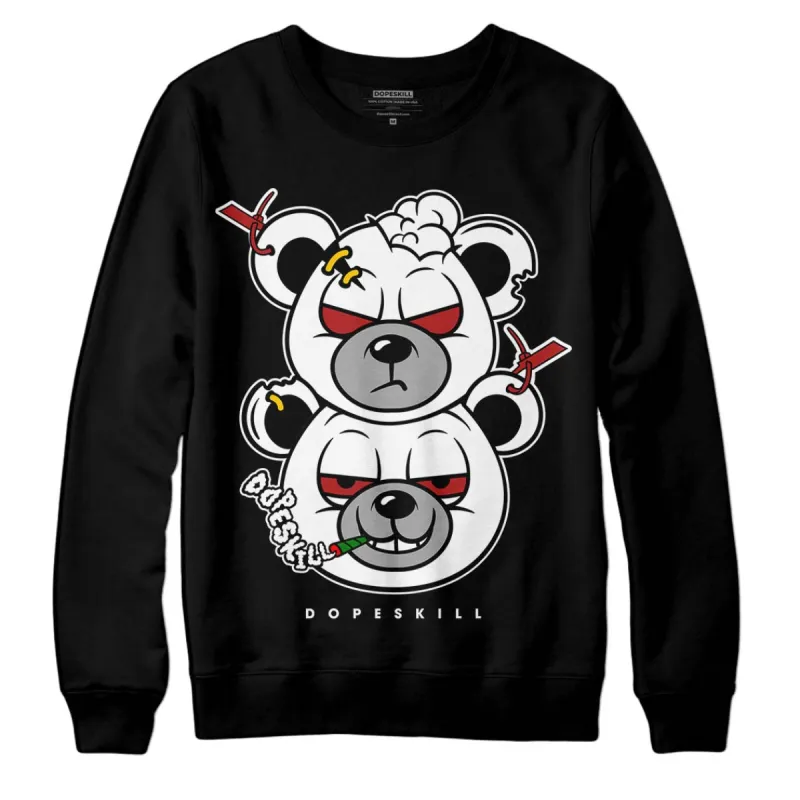 Black and White 14s DopeSkill Sweatshirt New Double Bear Graphic sold by DopeSkill