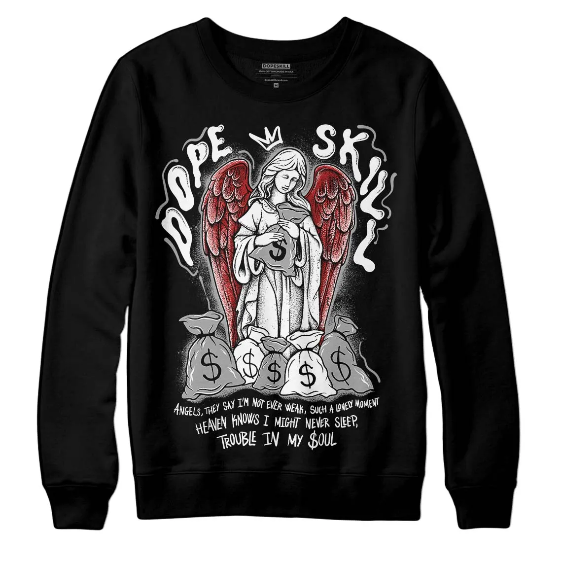 Black and White 14s DopeSkill Sweatshirt Angels Graphic sold by DopeSkill