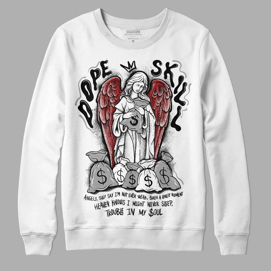 Black and White 14s DopeSkill Sweatshirt Angels Graphic sold by DopeSkill product image thumbnail 2