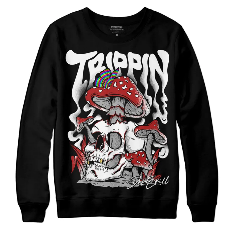 Black and White 14s DopeSkill Sweatshirt Trippin Graphic sold by DopeSkill