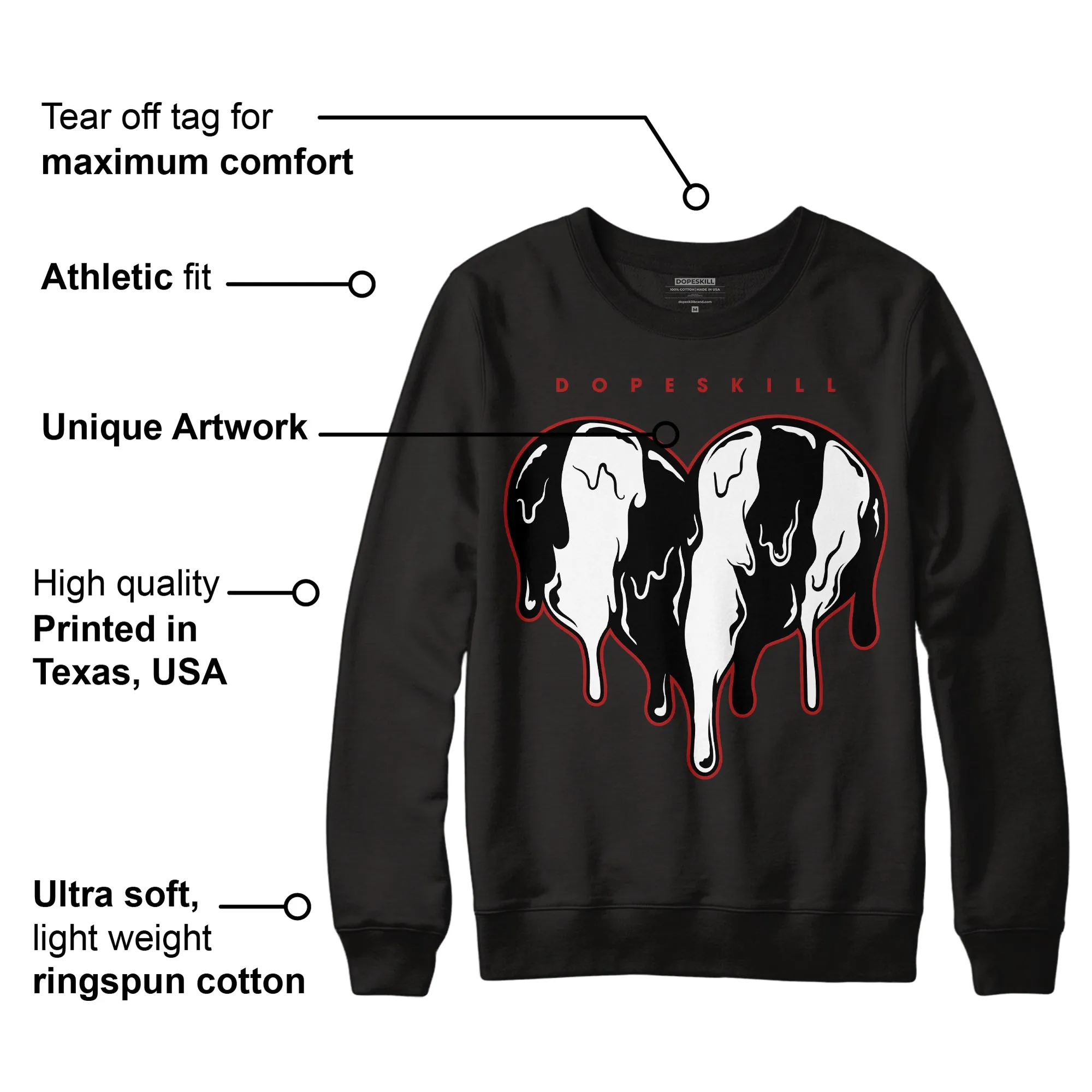 Black and White 14s DopeSkill Sweatshirt Slime Drip Heart Graphic sold by DopeSkill product image thumbnail 3