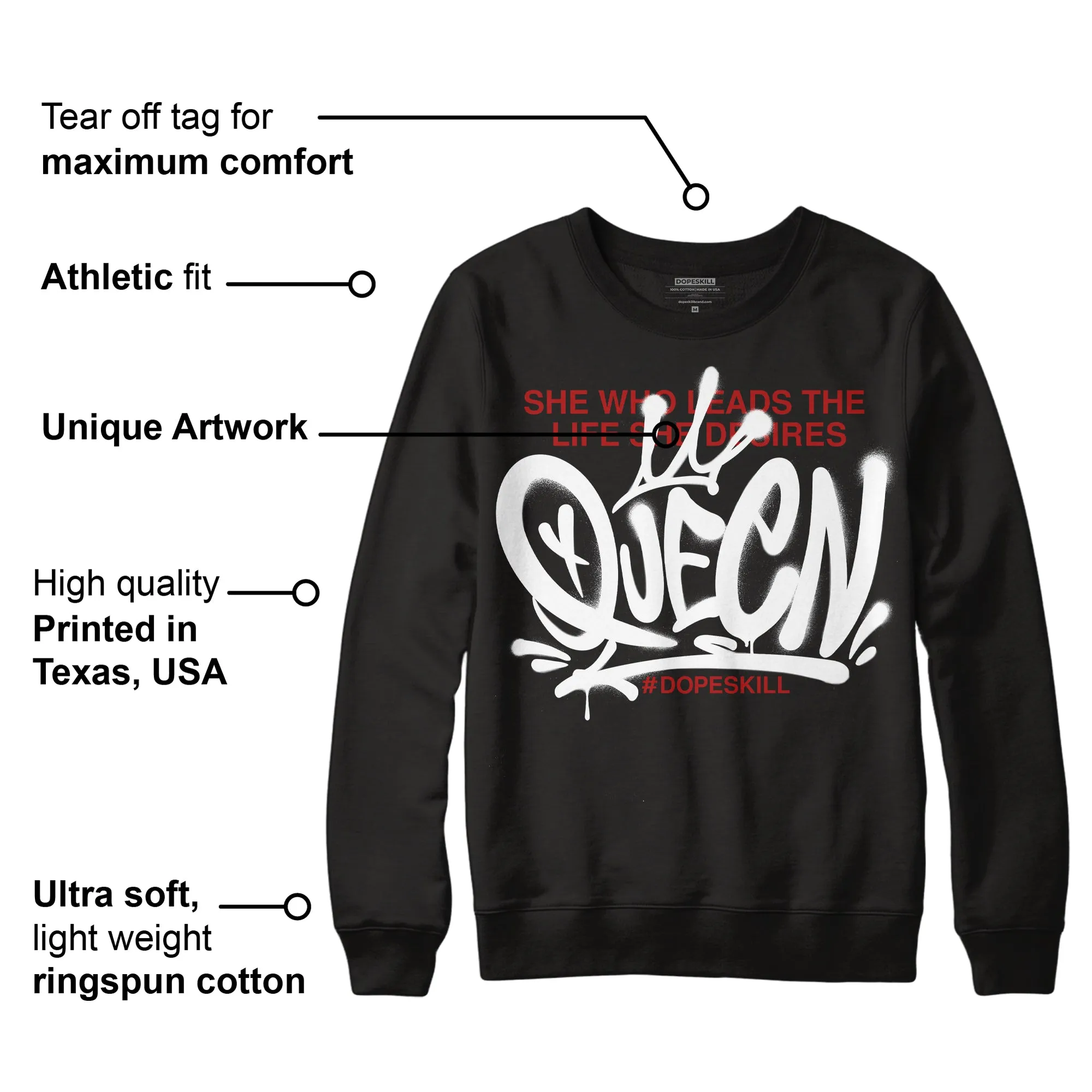 Black and White 14s DopeSkill Sweatshirt Queen Graphic sold by DopeSkill product image thumbnail 3