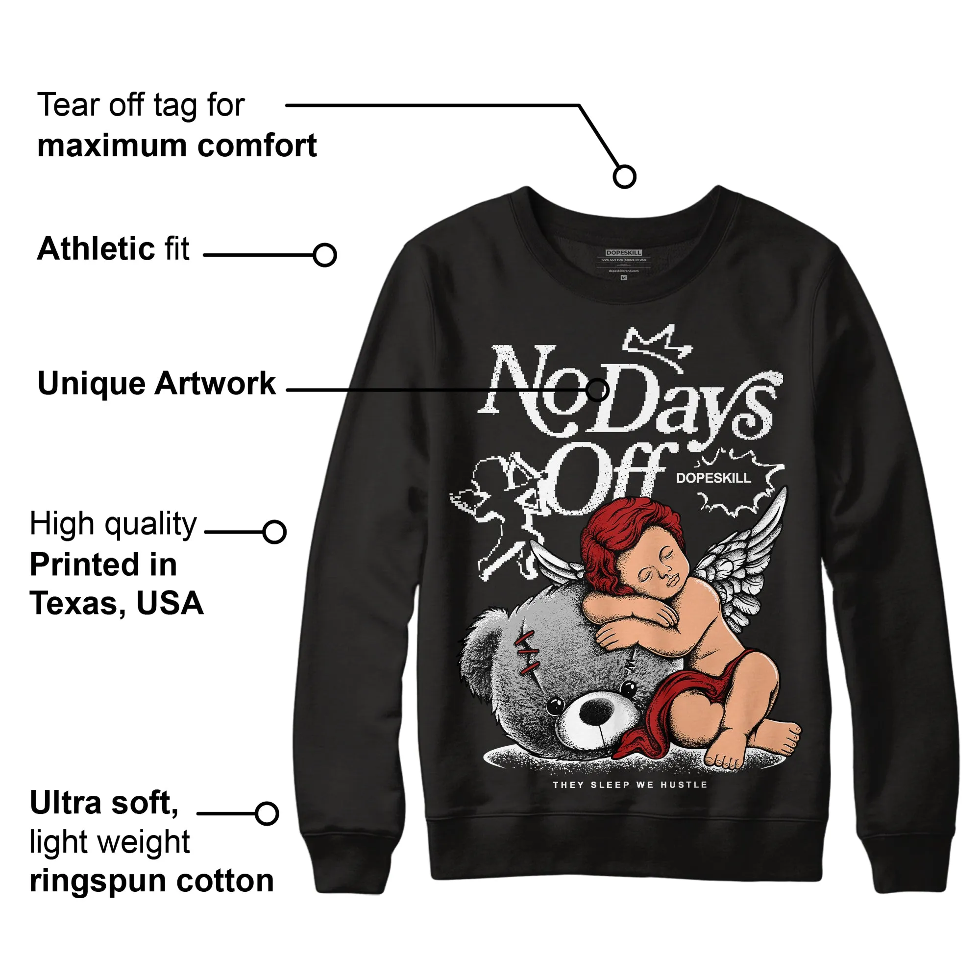 Black and White 14s DopeSkill Sweatshirt New No Days Off Graphic sold by DopeSkill product image thumbnail 3