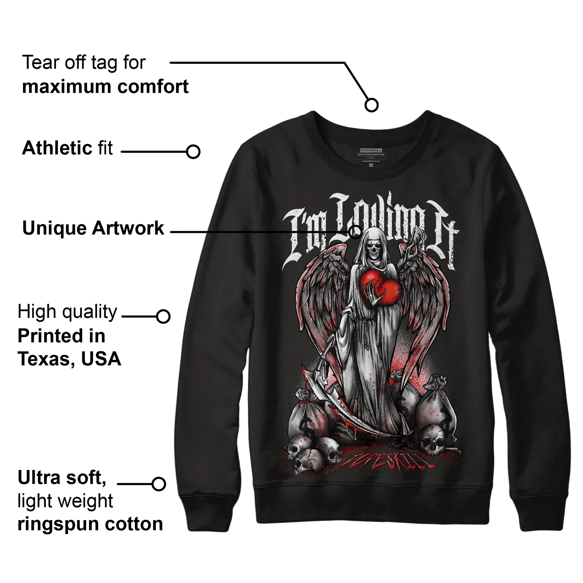 Black and White 14s DopeSkill Sweatshirt New I'm Loving It Graphic sold by DopeSkill product image thumbnail 3