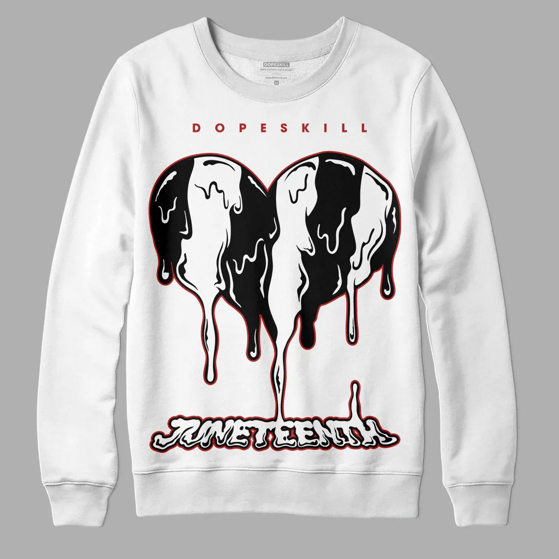 Black and White 14s DopeSkill Sweatshirt Juneteenth Heart Graphic sold by DopeSkill product image thumbnail 2