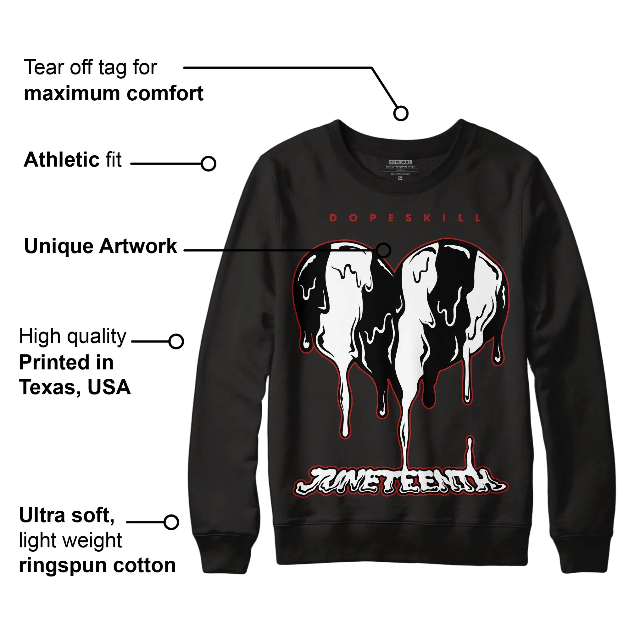 Black and White 14s DopeSkill Sweatshirt Juneteenth Heart Graphic sold by DopeSkill product image thumbnail 3