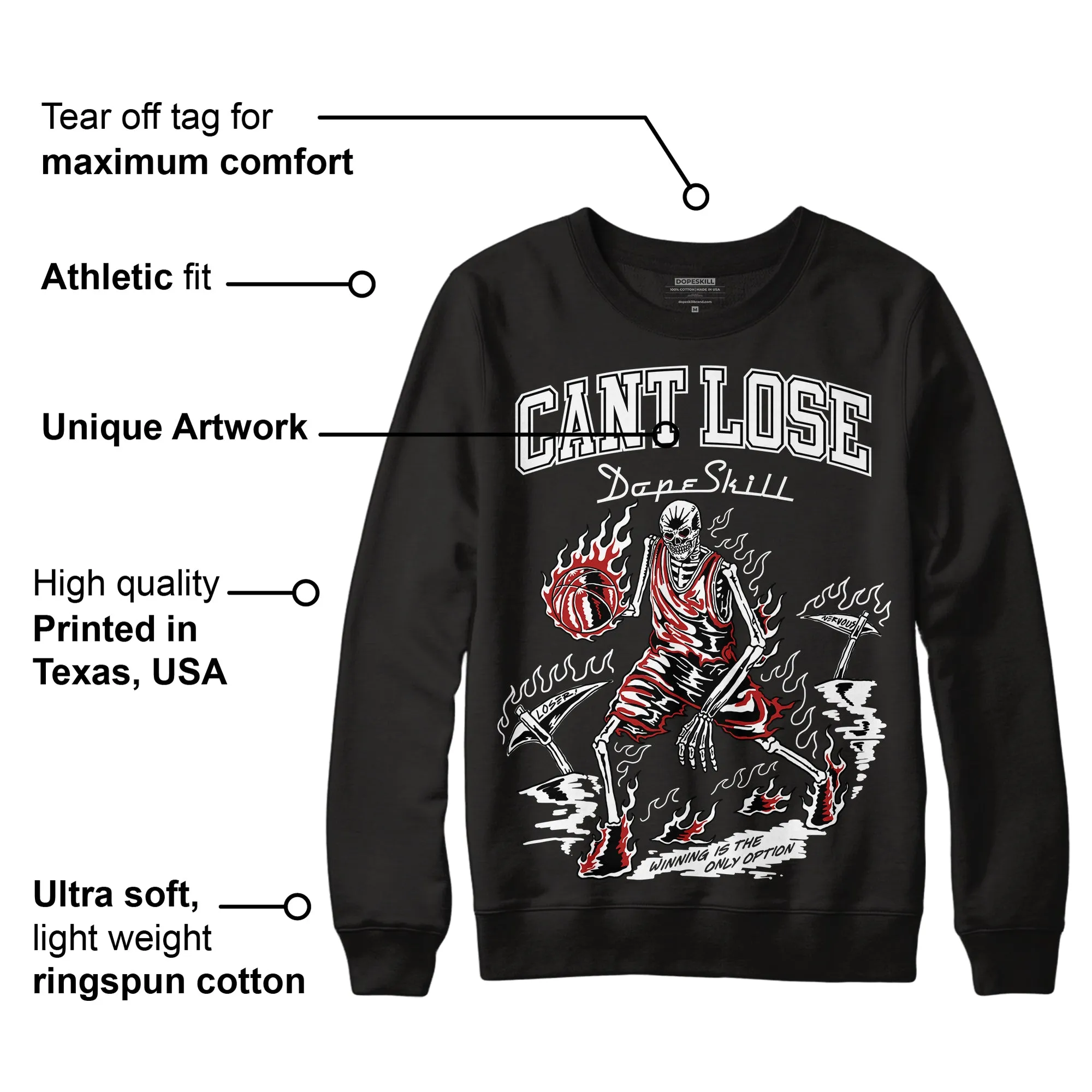 Black and White 14s DopeSkill Sweatshirt Cant Lose Graphic sold by DopeSkill product image thumbnail 3