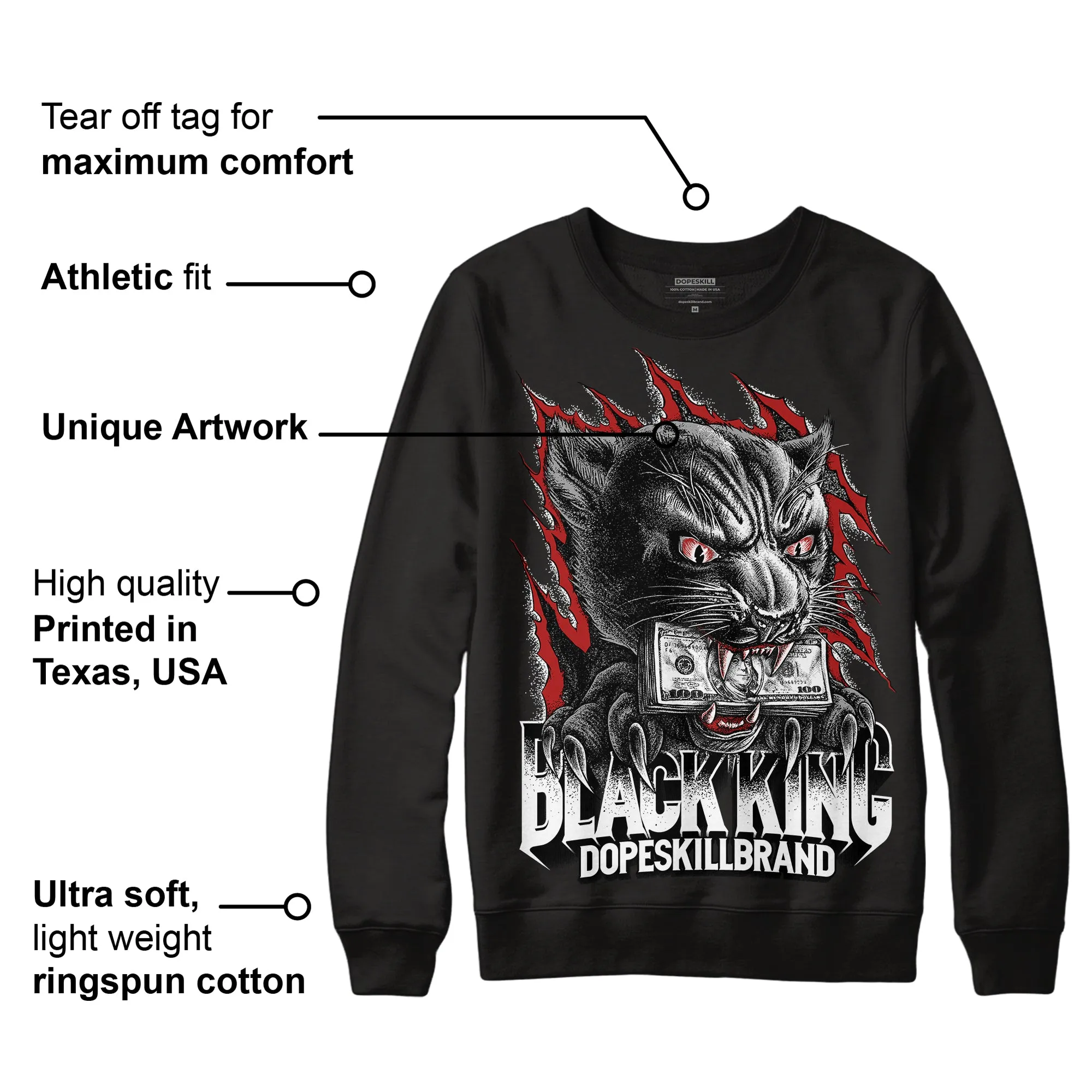 Black and White 14s DopeSkill Sweatshirt Black King Graphic sold by DopeSkill product image thumbnail 3