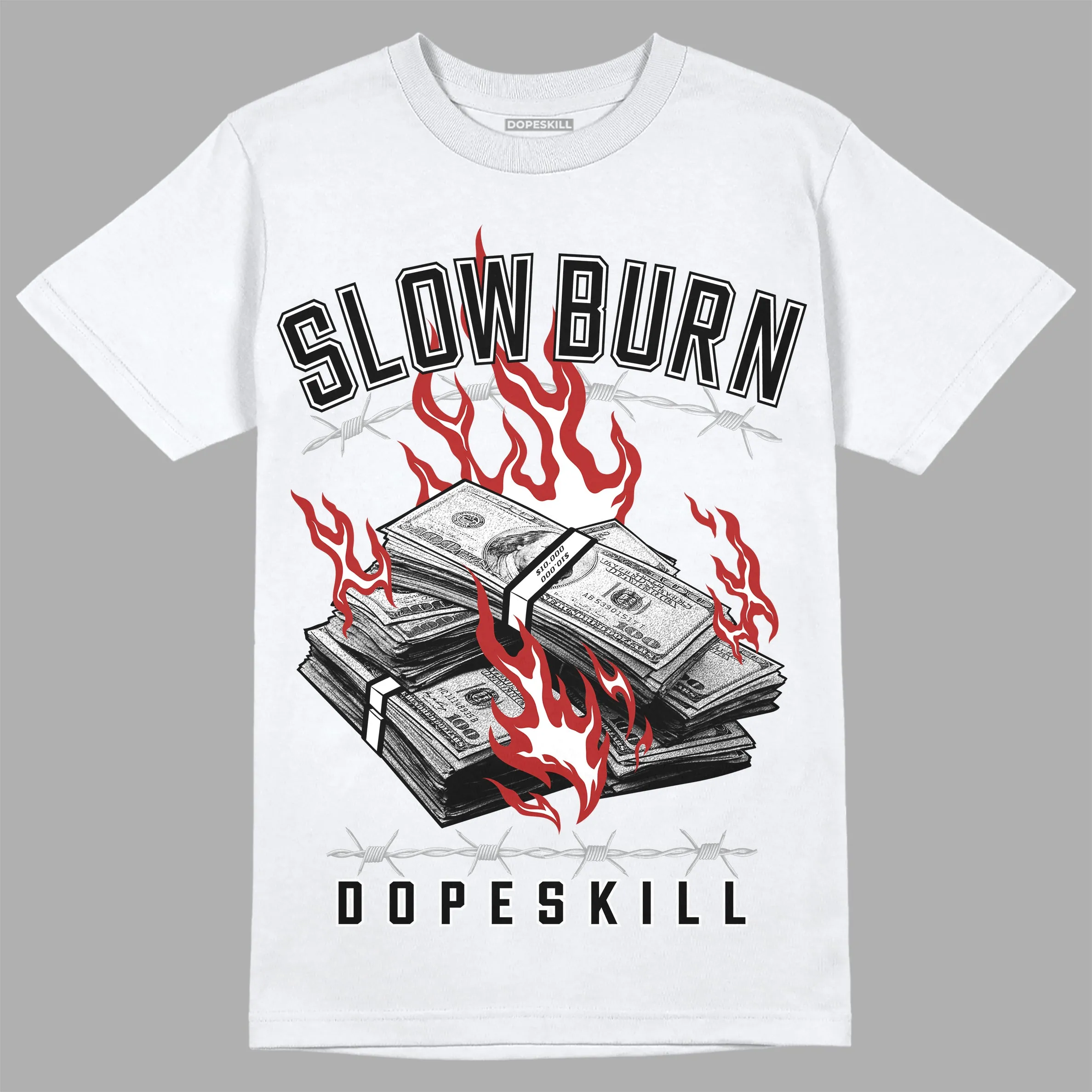 Black and White 14s DopeSkill T-Shirt Slow Burn Graphic sold by DopeSkill product image thumbnail 2