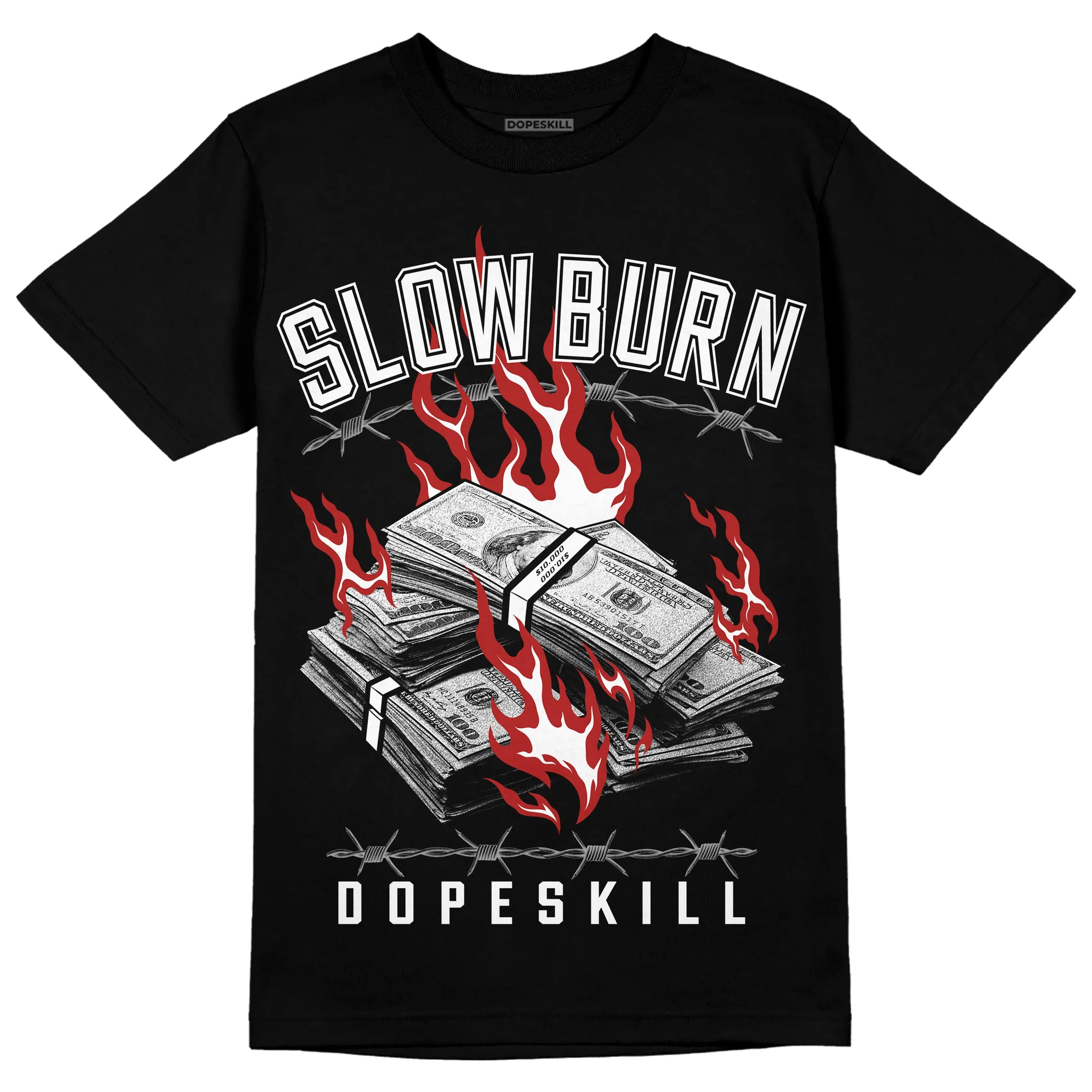 Black and White 14s DopeSkill T-Shirt Slow Burn Graphic sold by DopeSkill