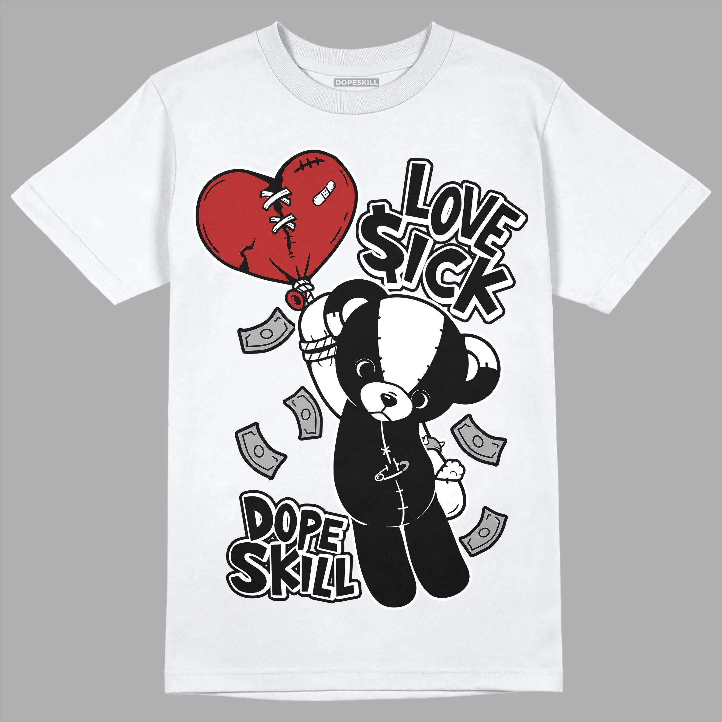 Black and White 14s DopeSkill T-Shirt Love Sick Graphic sold by DopeSkill product image thumbnail 2