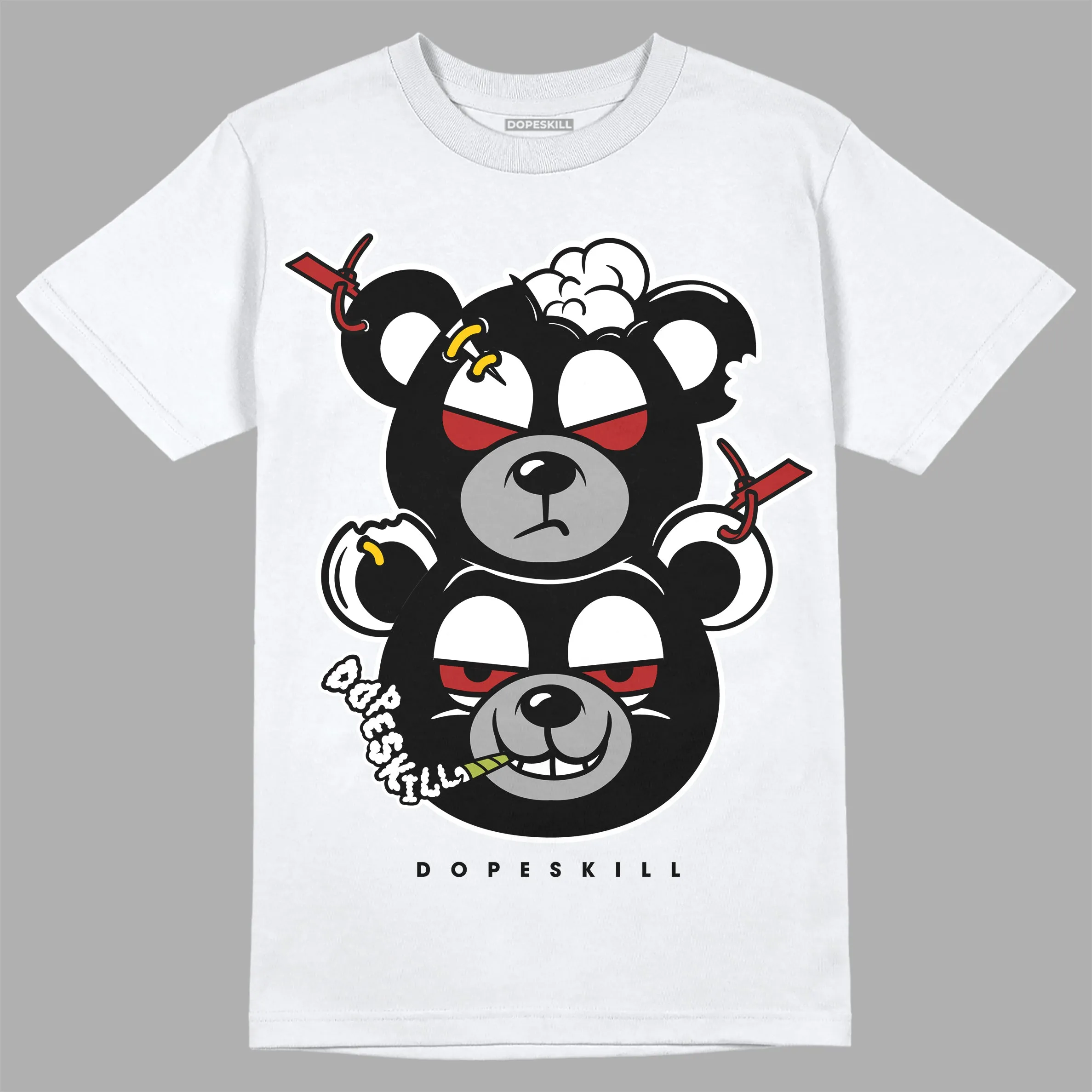 Black and White 14s DopeSkill T-Shirt New Double Bear Graphic sold by DopeSkill product image thumbnail 2