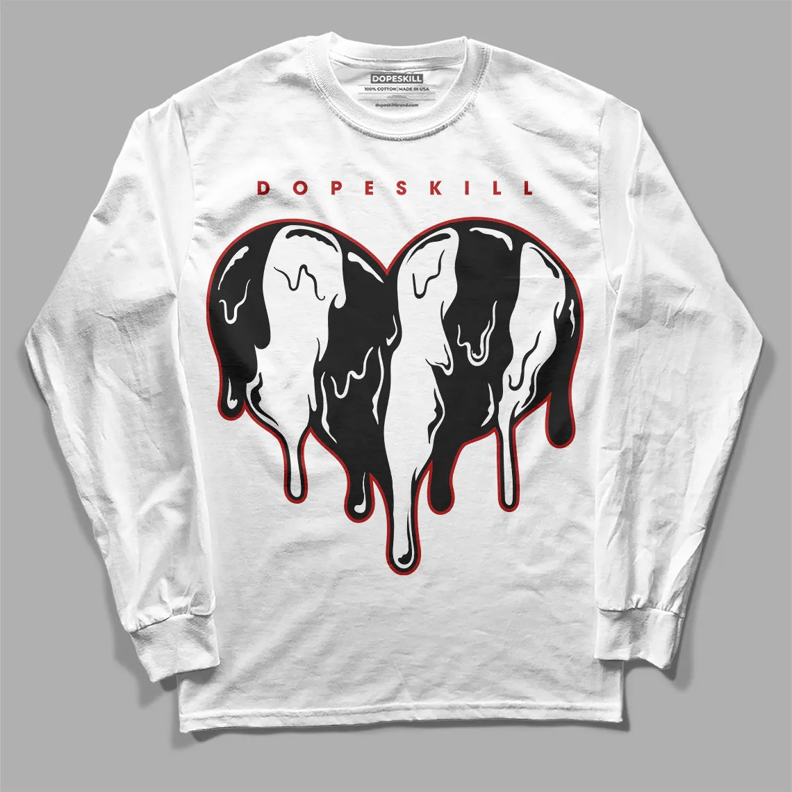 Black and White 14s DopeSkill Long Sleeve T-Shirt Slime Drip Heart Graphic sold by DopeSkill product image thumbnail 2