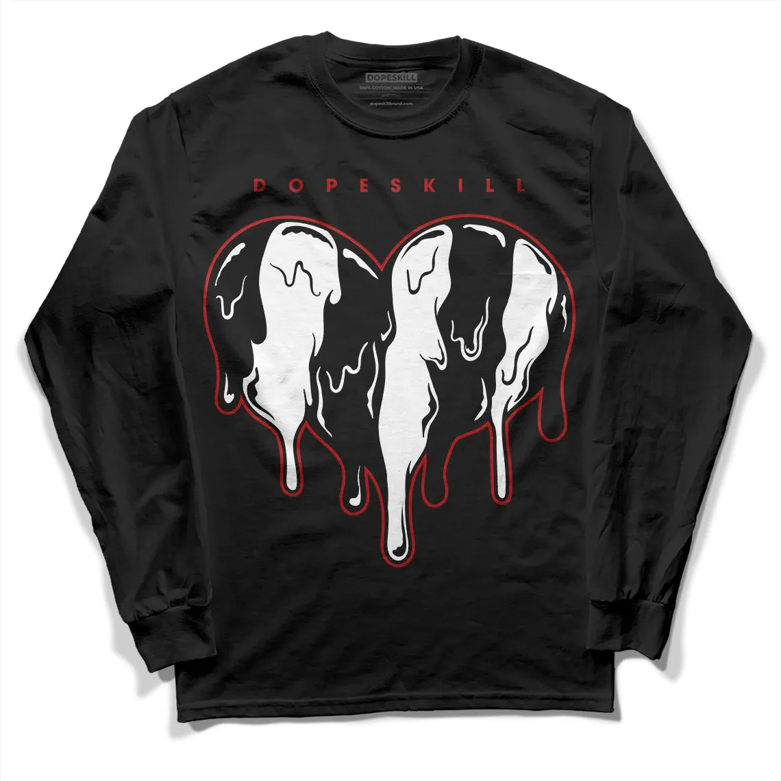 Black and White 14s DopeSkill Long Sleeve T-Shirt Slime Drip Heart Graphic sold by DopeSkill