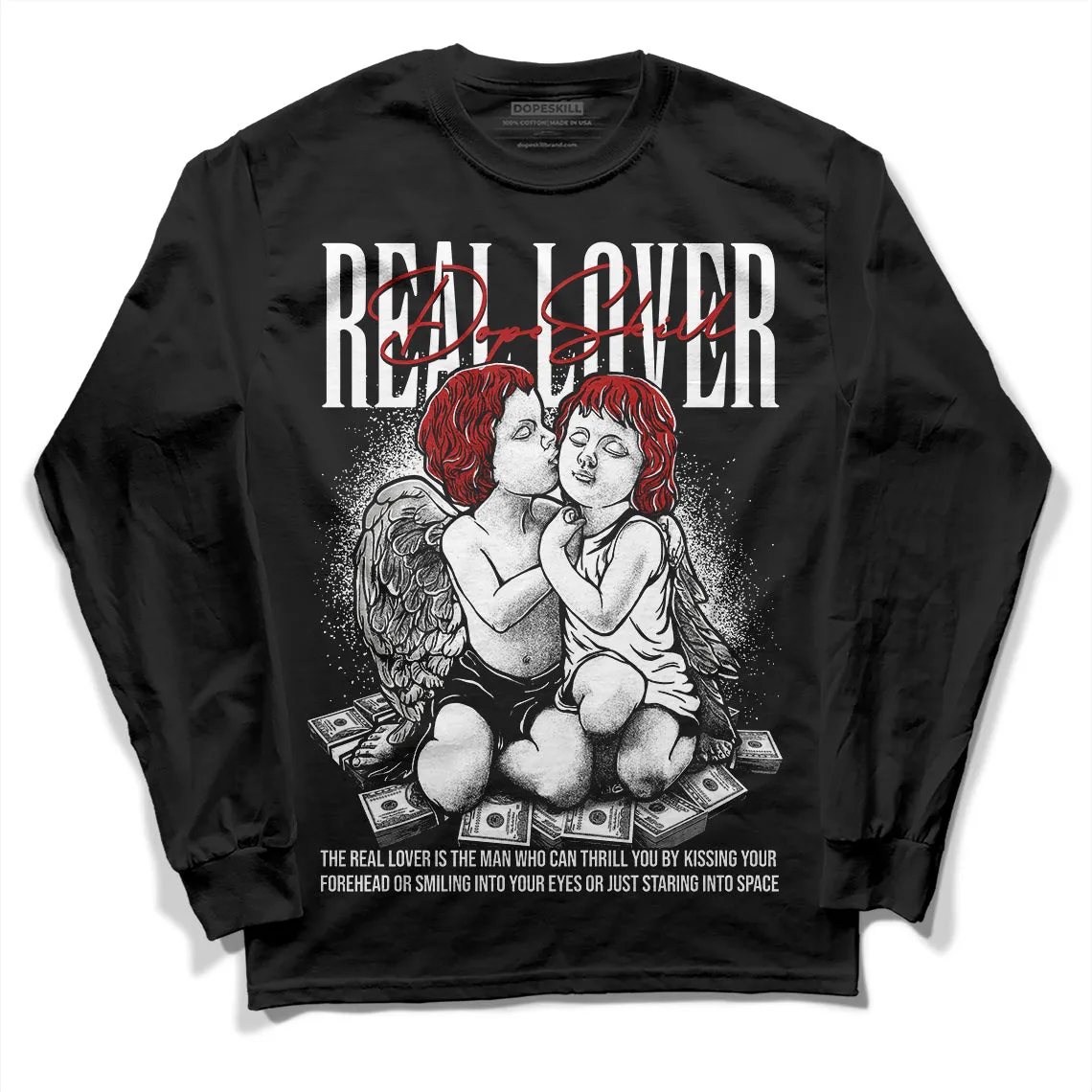 Black and White 14s DopeSkill Long Sleeve T-Shirt Real Lover Graphic sold by DopeSkill