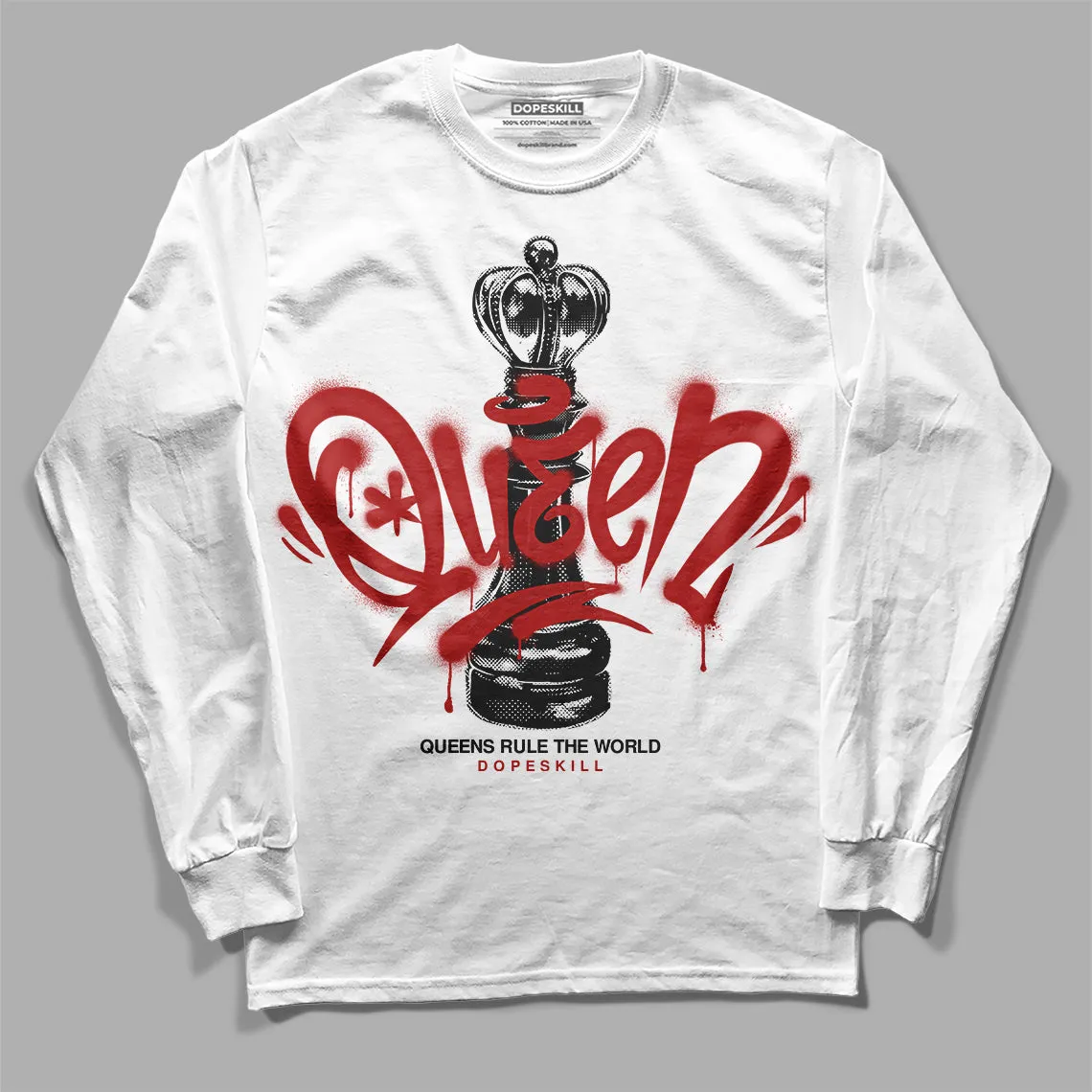 Black and White 14s DopeSkill Long Sleeve T-Shirt Queen Chess Graphic sold by DopeSkill product image thumbnail 2
