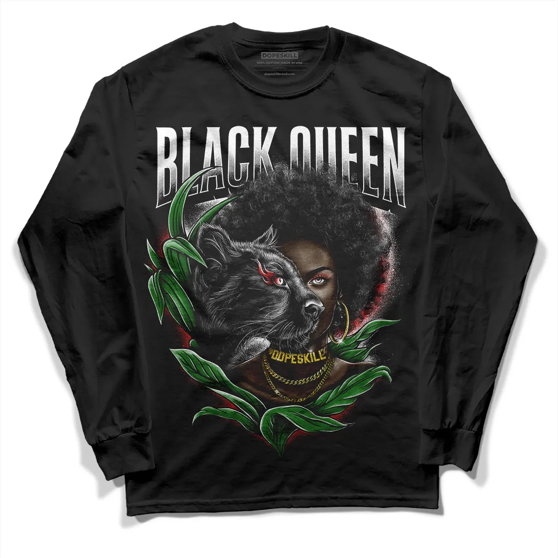 Black and White 14s DopeSkill Long Sleeve T-Shirt New Black Queen Graphic sold by DopeSkill
