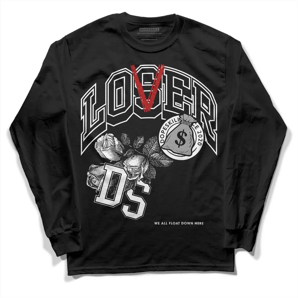 Black and White 14s DopeSkill Long Sleeve T-Shirt Loser Lover Graphic sold by DopeSkill