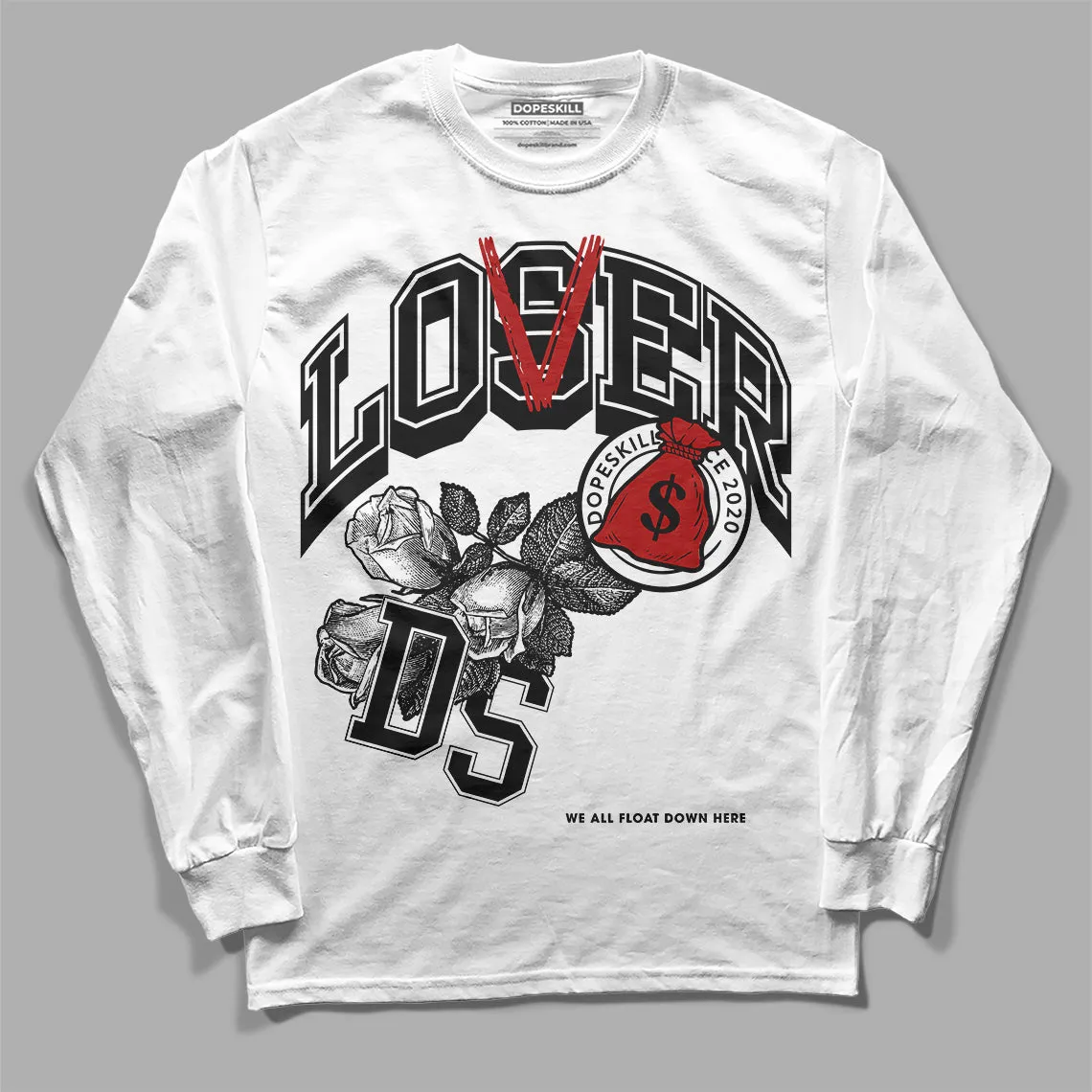 Black and White 14s DopeSkill Long Sleeve T-Shirt Loser Lover Graphic sold by DopeSkill product image thumbnail 2