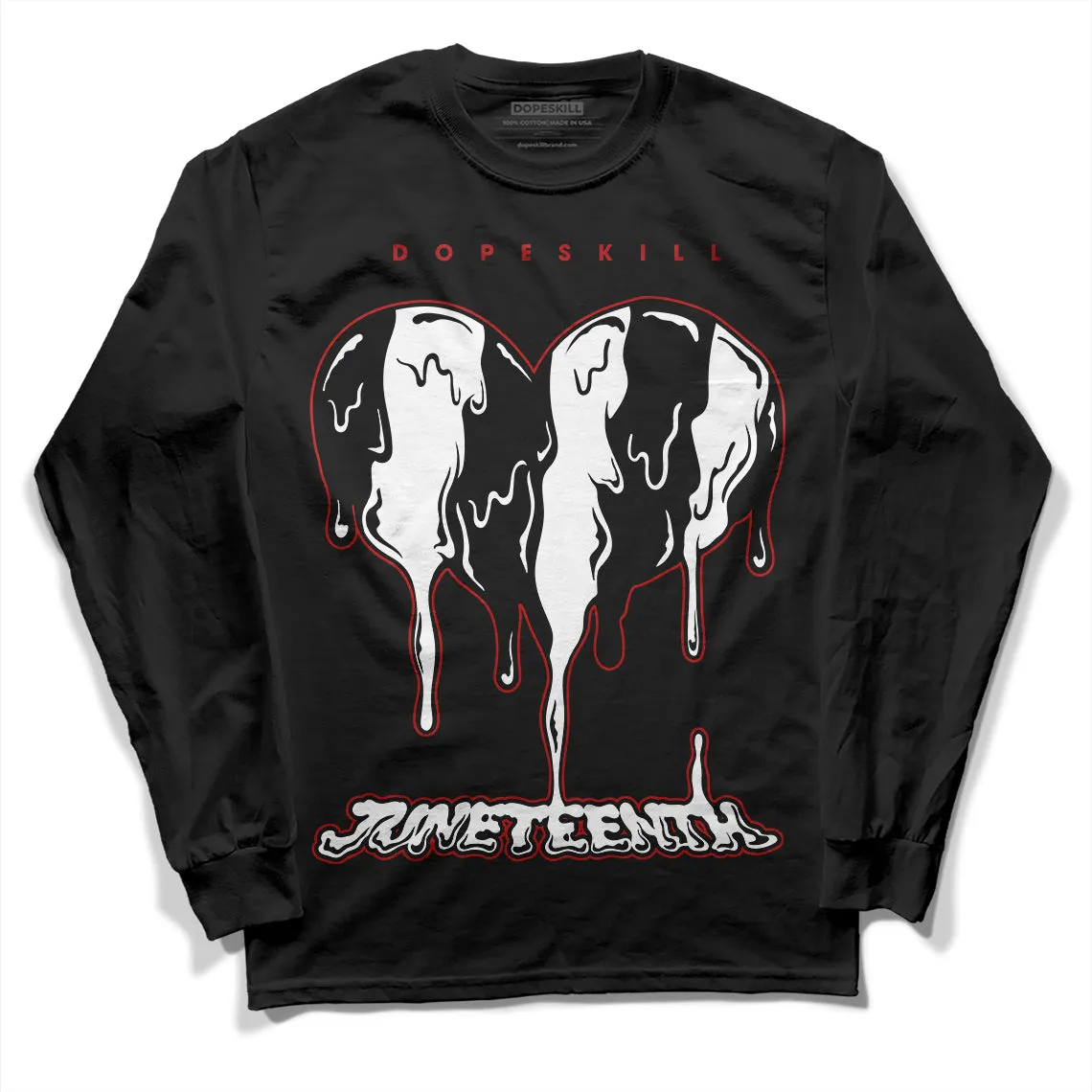 Black and White 14s DopeSkill Long Sleeve T-Shirt Juneteenth Heart Graphic sold by DopeSkill