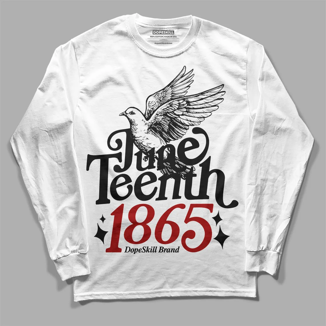 Black and White 14s DopeSkill Long Sleeve T-Shirt Juneteenth 1865 Graphic sold by DopeSkill product image thumbnail 2