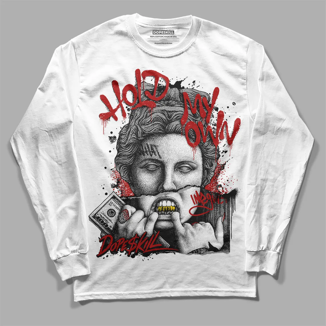 Black and White 14s DopeSkill Long Sleeve T-Shirt Hold My Own Graphic sold by DopeSkill product image thumbnail 2