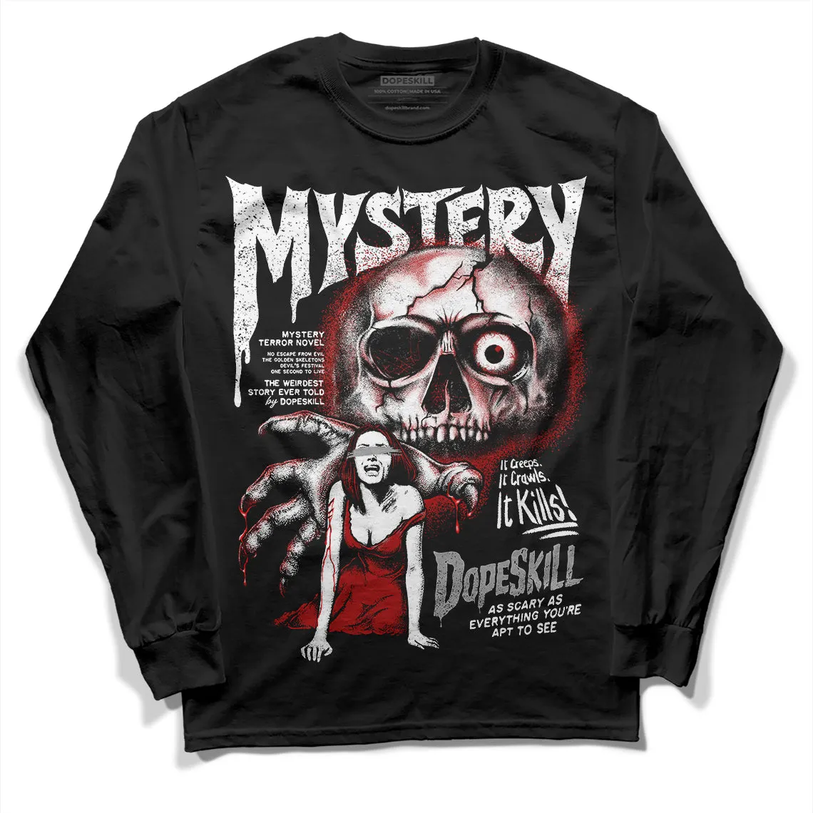Black and White 14s DopeSkill Long Sleeve T-Shirt Mystery Ghostly Grasp Graphic sold by DopeSkill