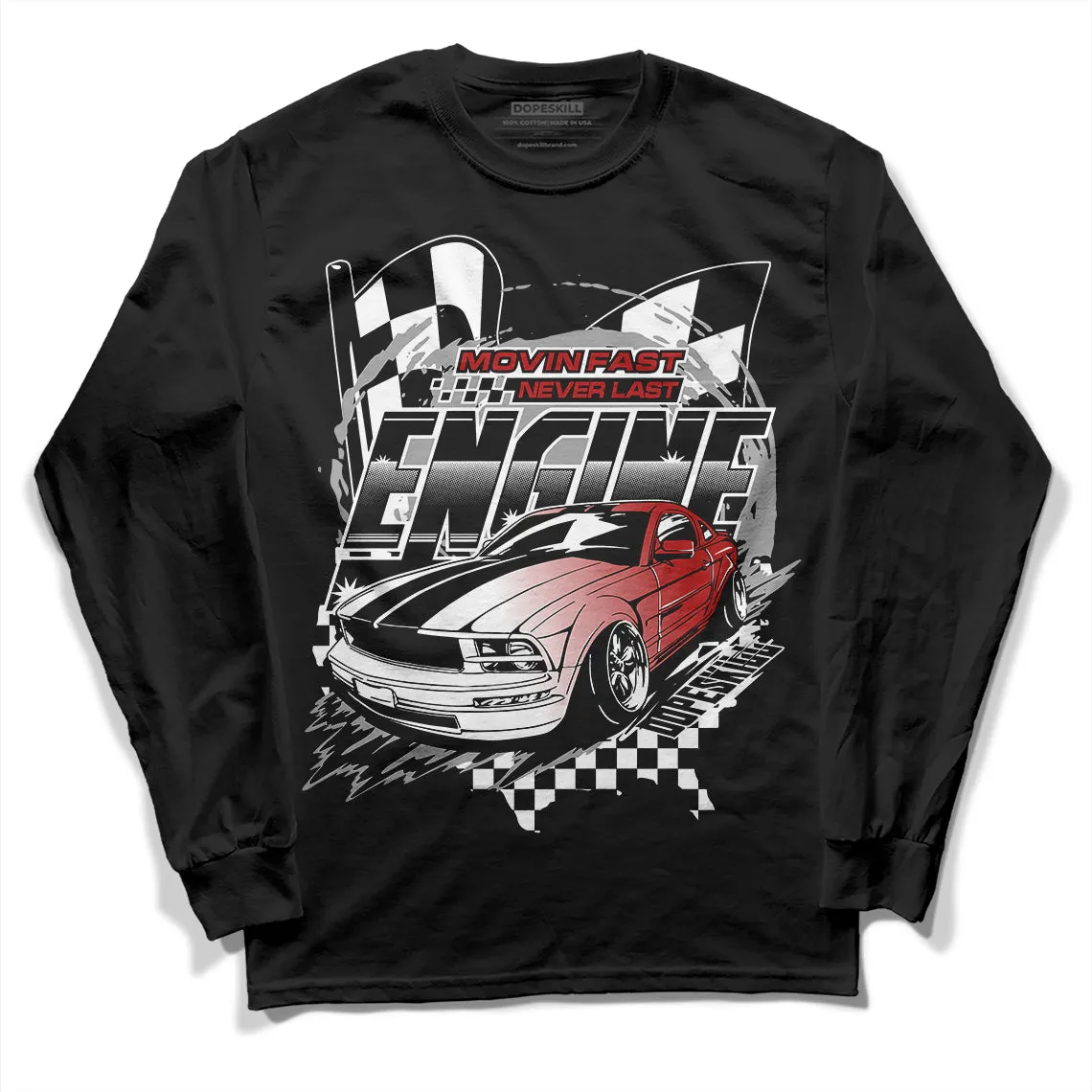 Black and White 14s DopeSkill Long Sleeve T-Shirt ENGINE Tshirt Graphic sold by DopeSkill