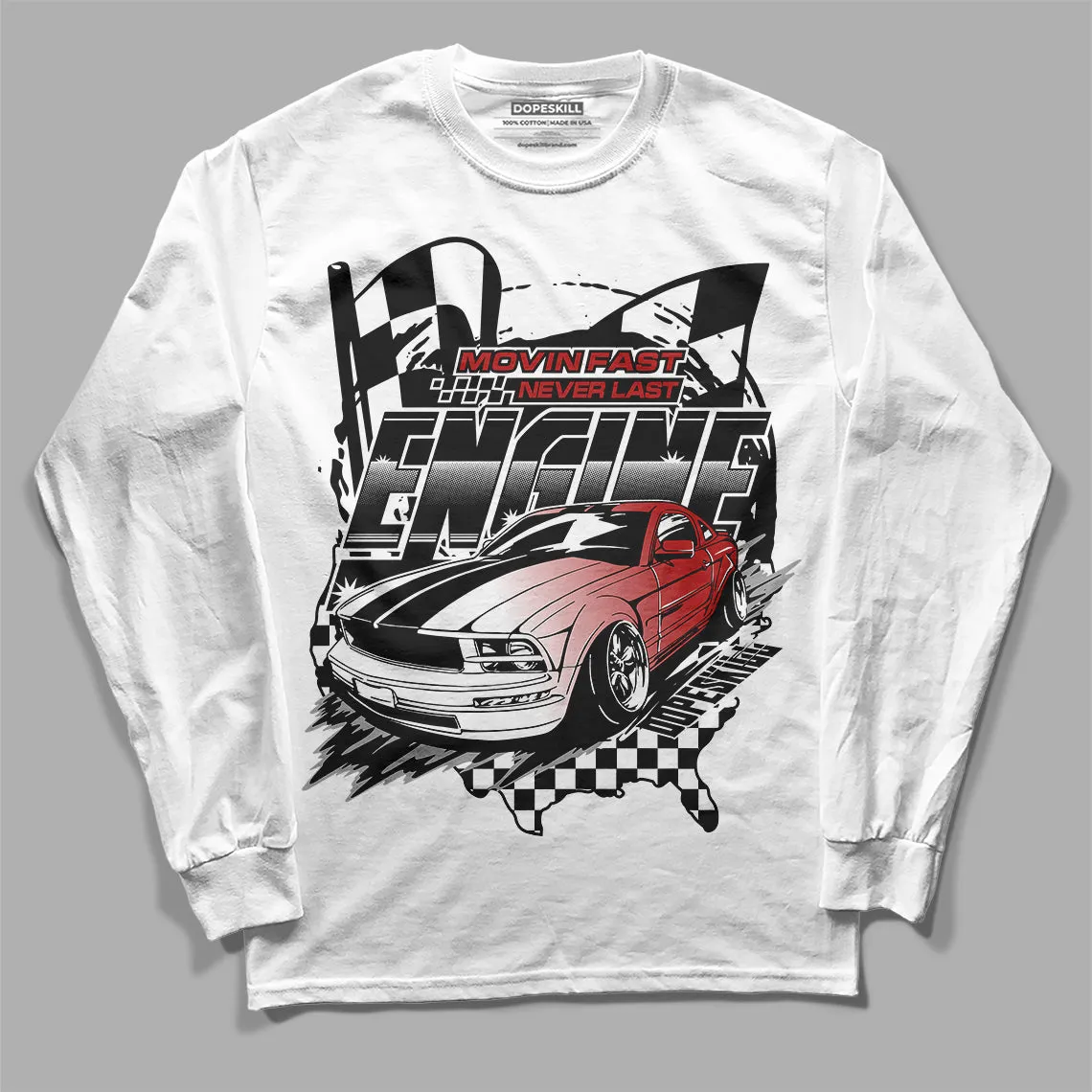 Black and White 14s DopeSkill Long Sleeve T-Shirt ENGINE Tshirt Graphic sold by DopeSkill product image thumbnail 2