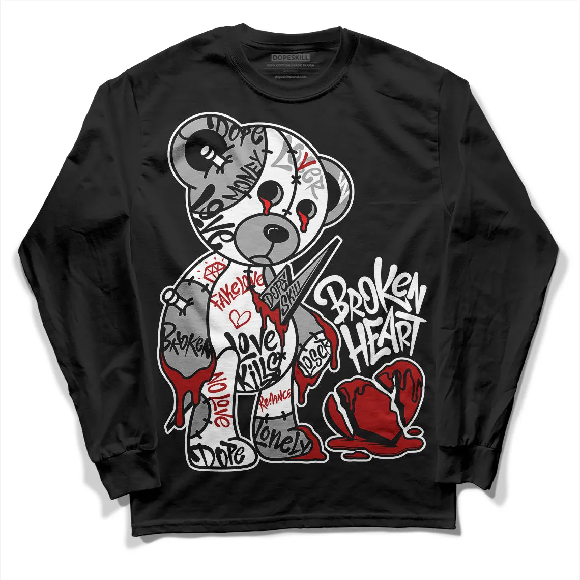 Black and White 14s DopeSkill Long Sleeve T-Shirt Broken Heart Graphic sold by DopeSkill