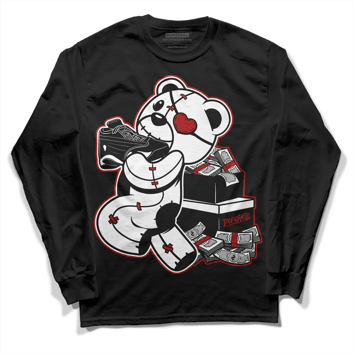 Black and White 14s DopeSkill Long Sleeve T-Shirt Bear Steals Sneaker Graphic sold by DopeSkill