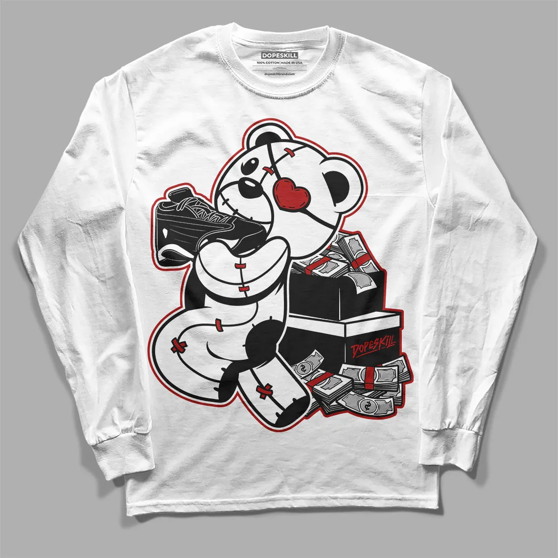 Black and White 14s DopeSkill Long Sleeve T-Shirt Bear Steals Sneaker Graphic sold by DopeSkill product image thumbnail 2