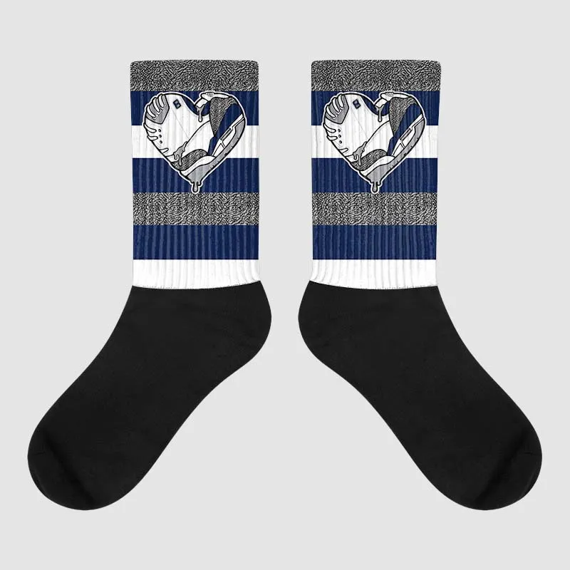 Midnight Navy 3s DopeSkill Sublimated Socks Horizontal Stripes Graphic sold by DopeSkill