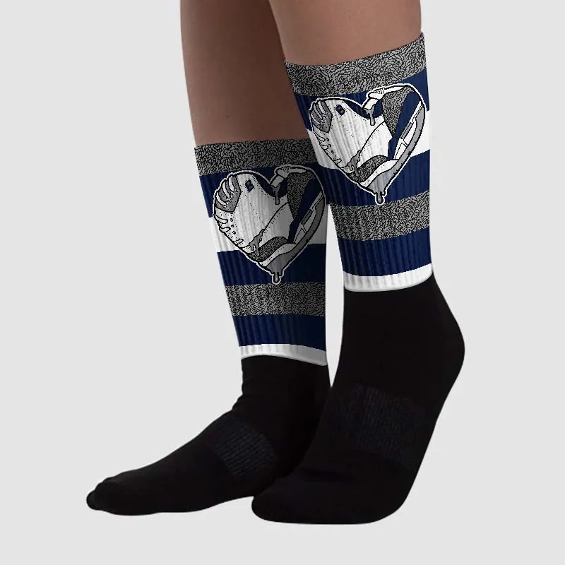 Midnight Navy 3s DopeSkill Sublimated Socks Horizontal Stripes Graphic sold by DopeSkill product image thumbnail 2