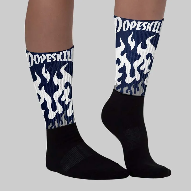 Midnight Navy 3s DopeSkill Sublimated Socks FIRE Graphic sold by DopeSkill product image thumbnail 2