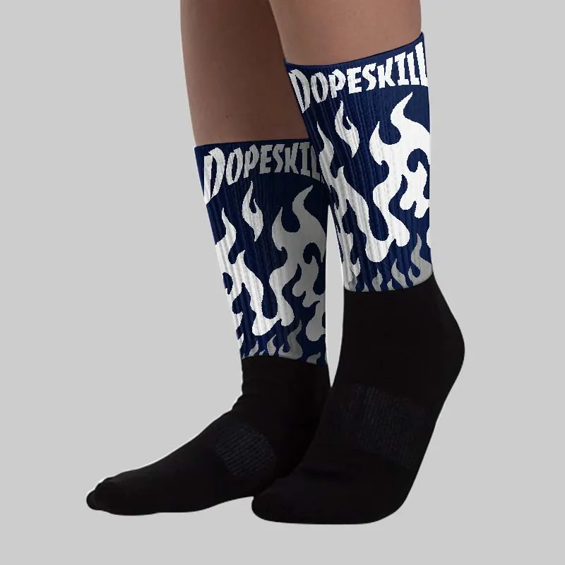 Midnight Navy 3s DopeSkill Sublimated Socks FIRE Graphic sold by DopeSkill product image thumbnail 3
