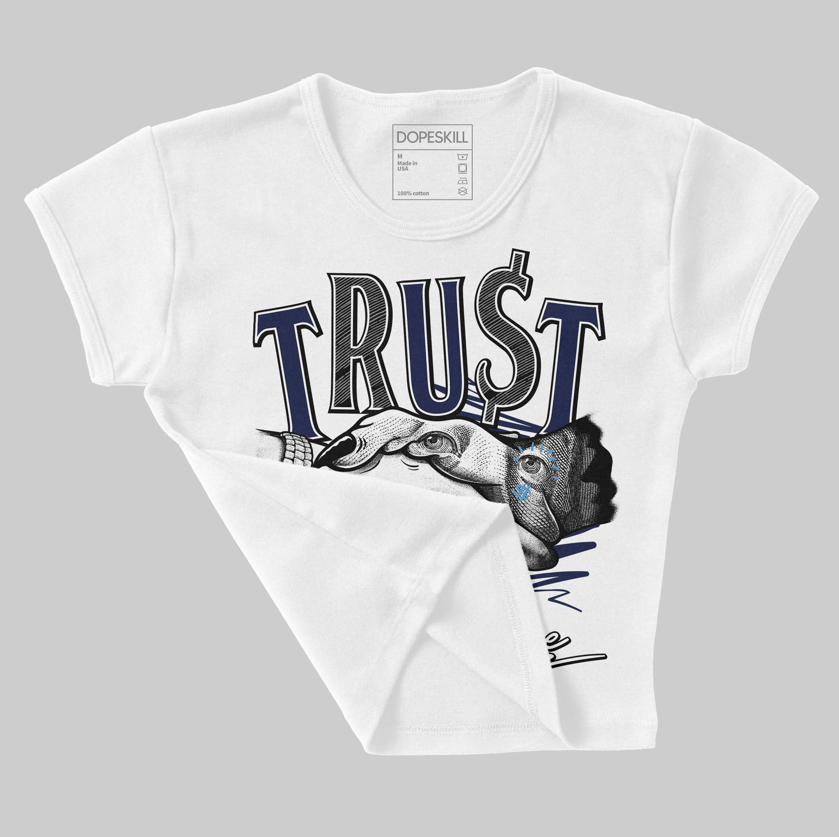 Midnight Navy 3s DopeSkill Women's Crop Top Trust No One Graphic sold by DopeSkill product image thumbnail 3