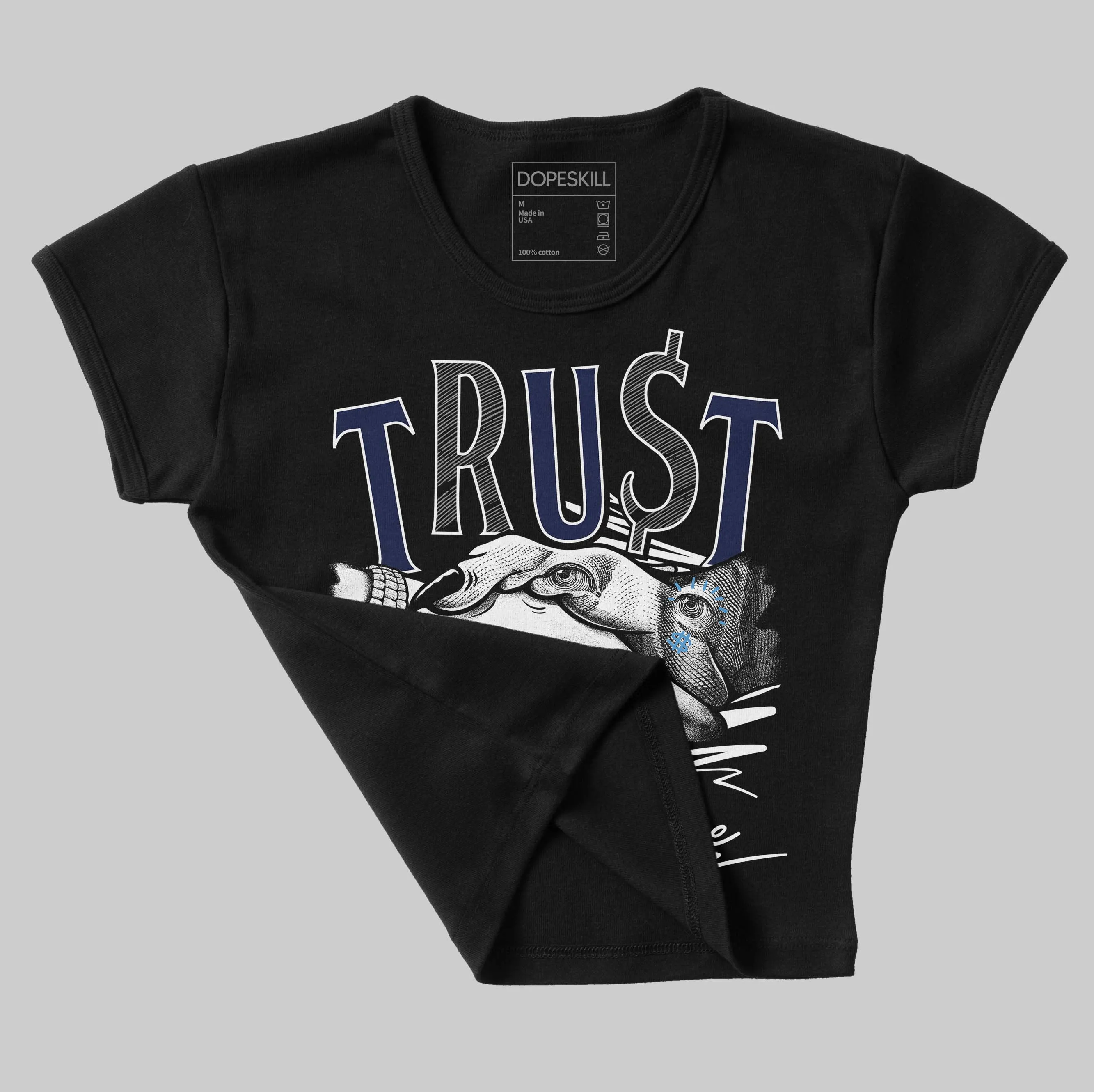 Midnight Navy 3s DopeSkill Women's Crop Top Trust No One Graphic sold by DopeSkill product image thumbnail 4