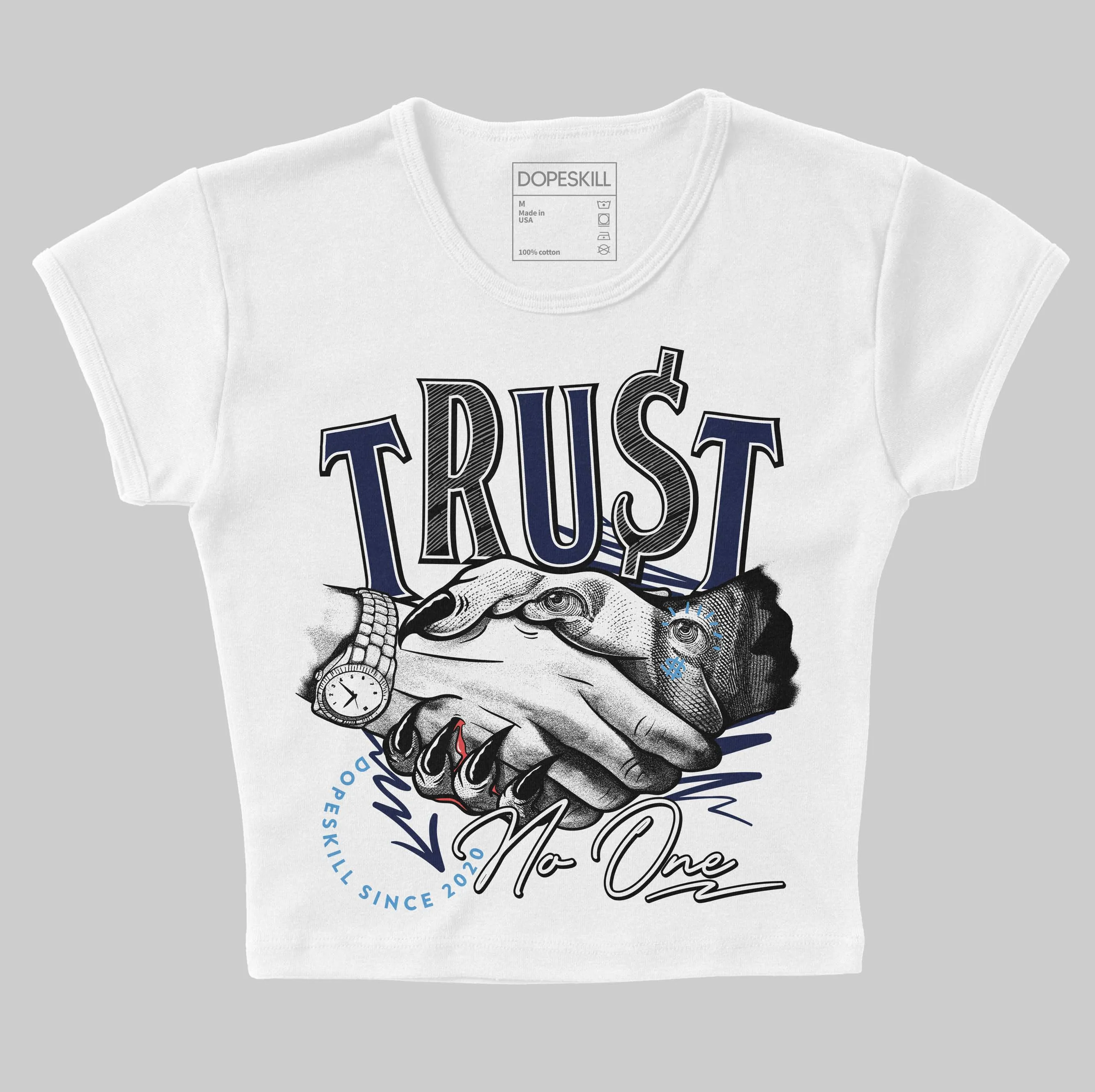 Midnight Navy 3s DopeSkill Women's Crop Top Trust No One Graphic sold by DopeSkill